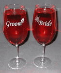 Personalized Bride and Groom Vina Briossa Wine Glass Set