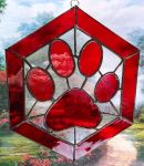 Red Octagon Paw Print