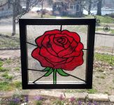 Red Rose 2 Panel Stained Glass