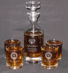 Engraved Crystal Wellington Whiskey Decanter Set