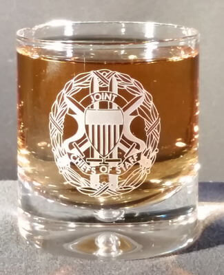 Personalized Engraved Crystal Single Malt Scotch glass with the Joint Chiefs of Staff logo