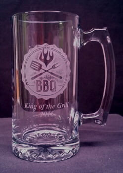 Personalized Engraved Sport Beer Mug with custom BBQ design