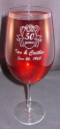Personalized Engraved Anniversary Vina Briossa Wine Glass