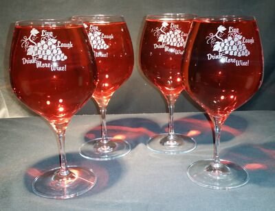 Personalized Engraved Lead Free Crystal Vitner's Choice Burgundy/Pinot Noir Wine Glass, set of 4