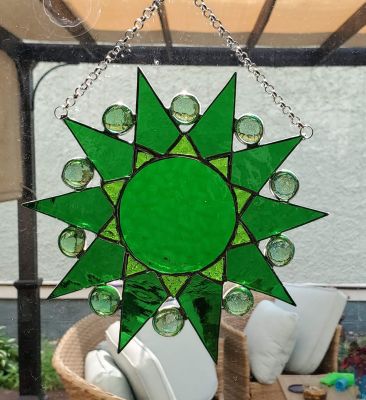 Green Stained Glass Starburst Suncatcher