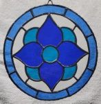 Four Petal Circle Flower - Blues Stained Glass