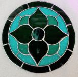 Four Petal Circle Flower - Greens Stained Glass