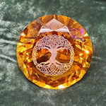 Engraved Amber Crystal Paperweight