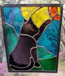 Black Cat Panel Stained Glass