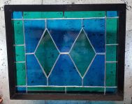 Blue and Green Summer Diamond Panel Stained Glass