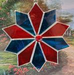 Geometric Flower - Blue and Red Stained Glass