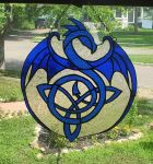 Blue Celtic Stained Glass Dragon