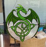 Green Celtic Stained Glass Dragon