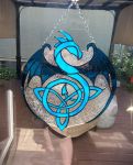 Ice Blue Celtic Stained Glass Dragon
