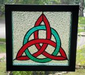 Celtic Knot in Red and Green Panel Stained Glass