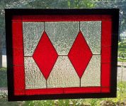 Red and Clear Diamond Panel Stained Glass