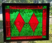 Green and Red Diamond Panel Stained Glass