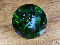 Engraved Emerald Crystal Paperweight