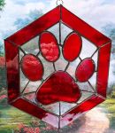 Red Octagon Paw Print