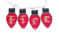 Personalized Red Christmas Stained Glass Lights