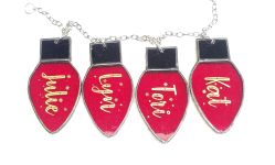 Personalized Red Christmas Stained Glass Lights