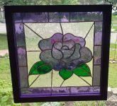 Purple Rose Panel Stained Glass