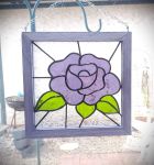 Purple Rose Panel Stained Glass