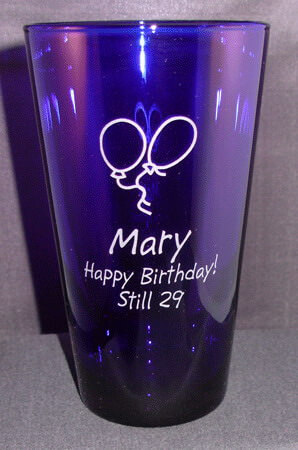 Personalized Engraved Cobalt Beverage Glass