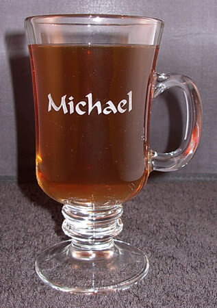 Personalized Glass Irish Coffee Mugs - Four Leaf Clover