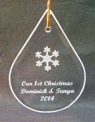 Personalized Engraved Teardrop Ornament/Suncatcher