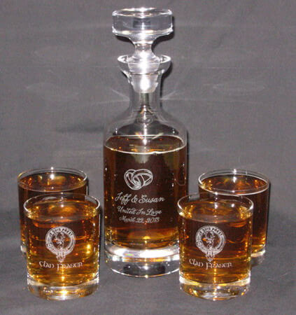 Personalized Engraved Lead Free Crystal Wellington Whiskey Decanter Set