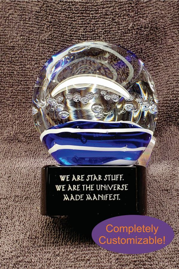 Personalized Engraved Alessandria Art Glass Award with Black Base
