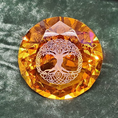 Personalized Engraved Amber Crystal Paperweight