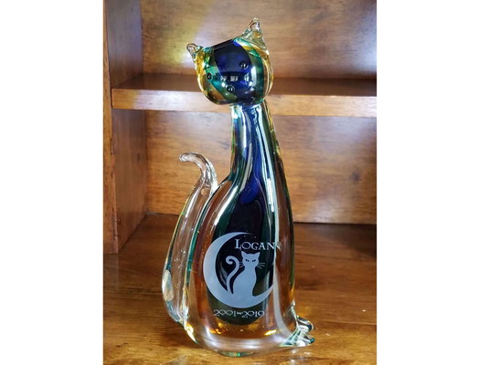 Personalized Engraved Art Glass Cat