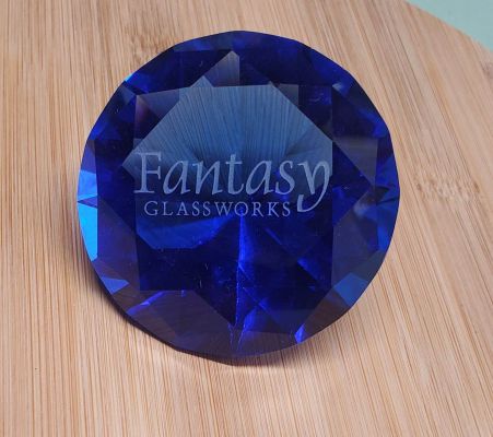 Personalized Engraved Sapphire Diamond Crystal Paperweight