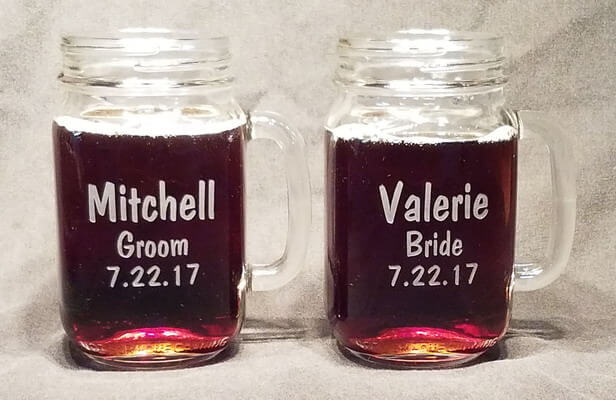 Rustic Wedding Personalized Drinking Jar Set