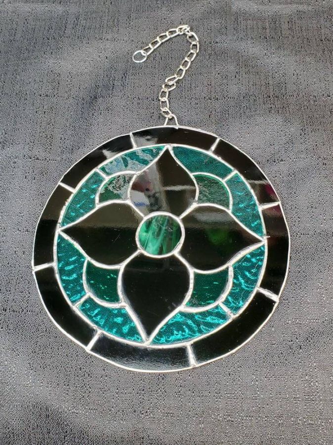 Four Flower Circle in Greens