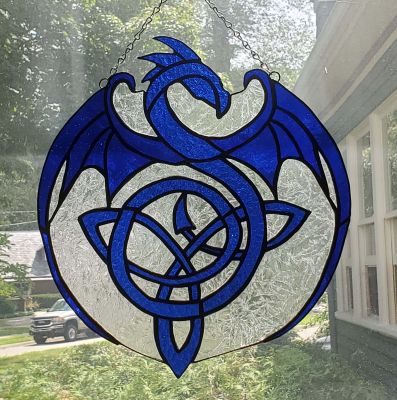 Celtic Dragon Blue Large Suncatcher