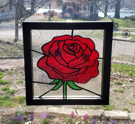 Red Rose 2 Window Panel