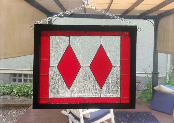 Red and Clear Summer Diamond Window Panel