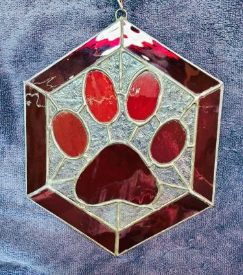 Red Octagon Paw Print