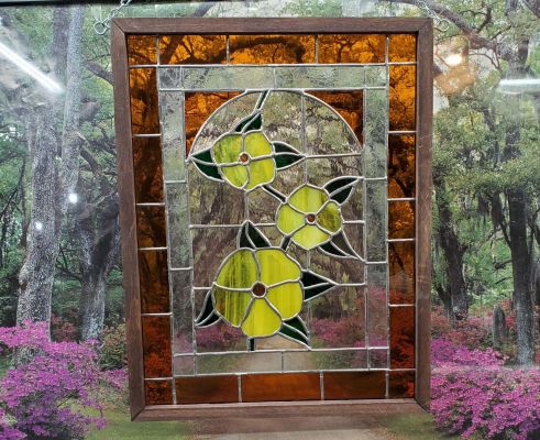 Three Flower Panel Stained Glass